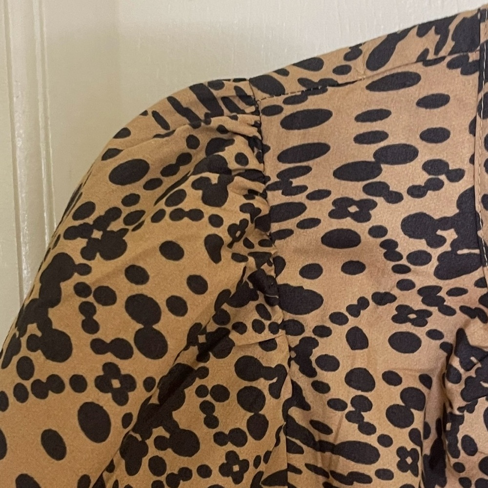 Anthropologie Somerset Animal Print Short Sleeve Mini Dress, Brown & Blk, Sz L - Picture 10 of 16